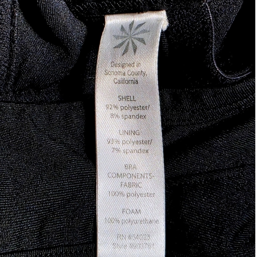 Athleta Yoga V-Neck Built-in Bra Tank Top Women 32B Black Ruched Activewear EUC - Picture 12 of 15